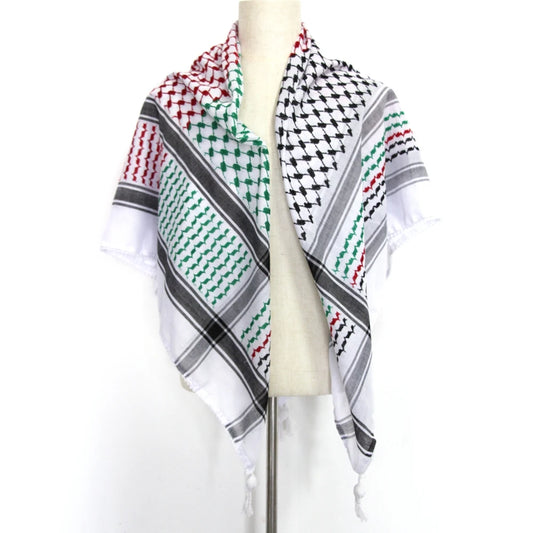 65% Cotton Unisex Scarves Desert Scarf Neck Head Wrap with Tassel Palestine scarf Keffiyeh Arafat Hatta Arab houndstooth