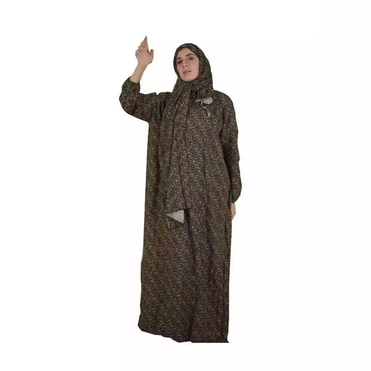 Muslim Long Robe Women Morocco Kaftan Scarf One Piece Vestidos Dubai Jalabiya Eid Ramadan Arab Abayas Prayer Print Dresses