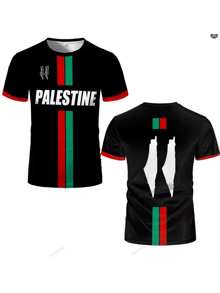 Palestine Football Jersey T Shirts Adult & Kids Light Luxury Digital Printed Soccer Uniforms Summer Mens Palestinian Flag Tees