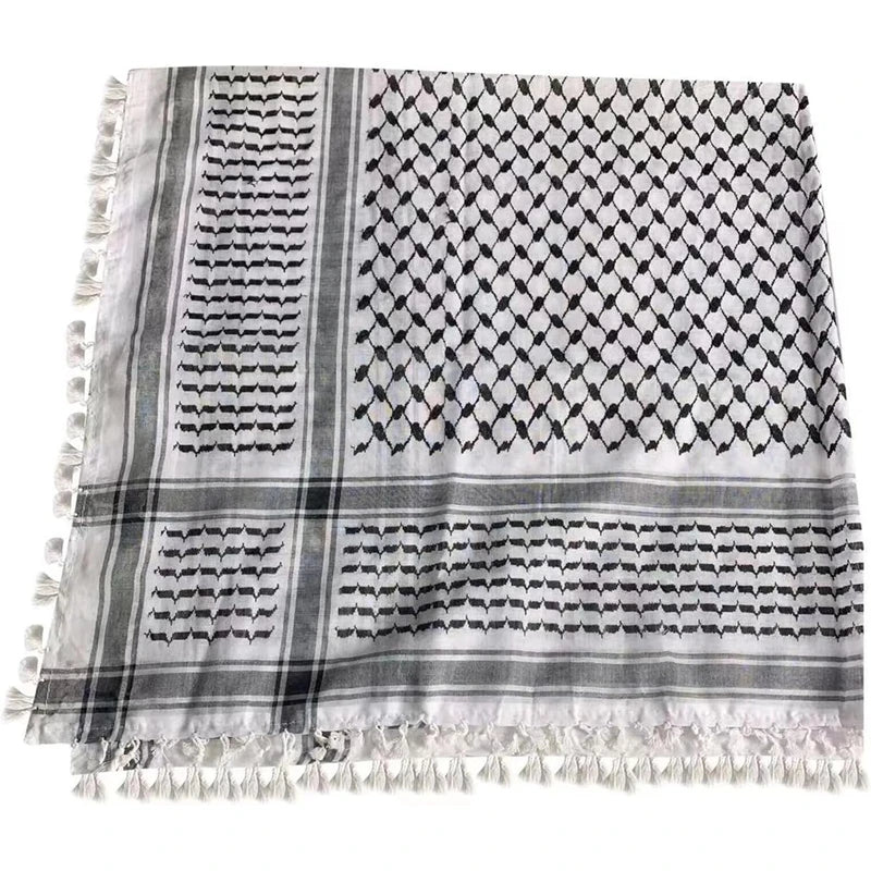 Military Shemagh Tactical Desert Scarf Shemagh Scarf Men Neck Head Wraps for Men Cotton Keffiyeh Arab Wrap with Tassel