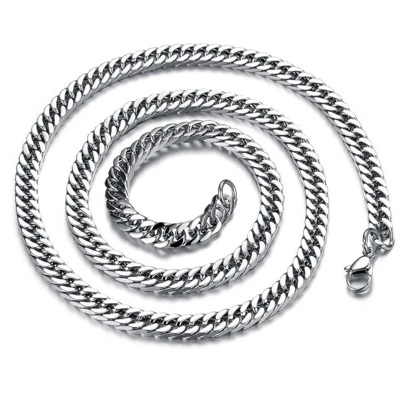 HNSP 8mm-14mm Thick Stainless Steel Cuban Chain Necklace For Men Punk Neck Male Chains Jewelry Accessories