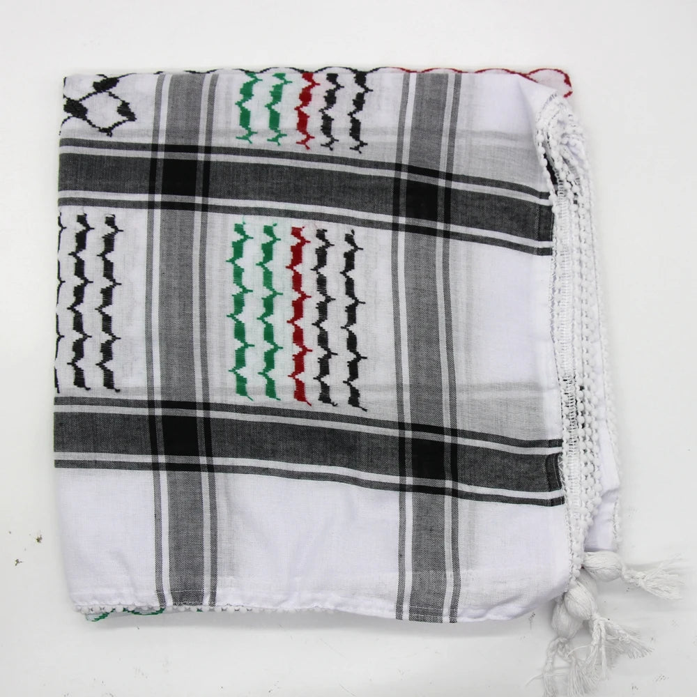 65% Cotton Unisex Scarves Desert Scarf Neck Head Wrap with Tassel Palestine scarf Keffiyeh Arafat Hatta Arab houndstooth