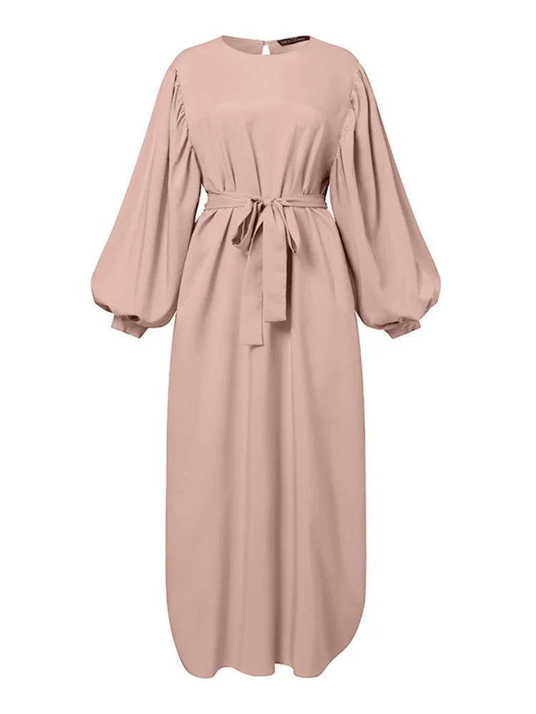 Autumn Puff Sleeve Morocco Muslim Dress Women Abaya Kaftans Casual Evening Dresses Woman Turkey Islam Long Robe Femme Vestidos