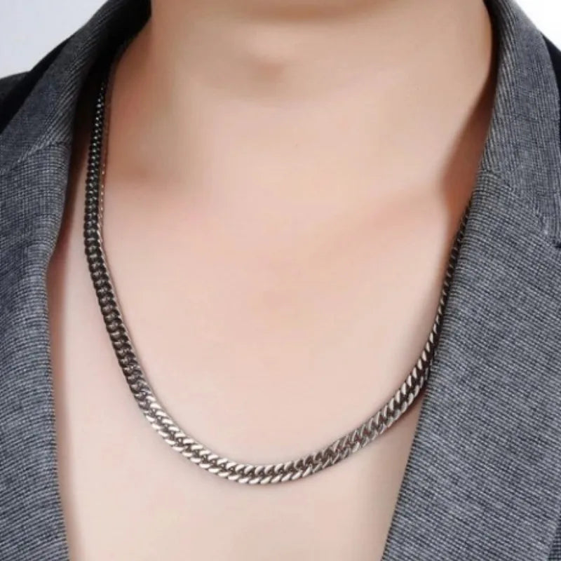 HNSP 8mm-14mm Thick Stainless Steel Cuban Chain Necklace For Men Punk Neck Male Chains Jewelry Accessories