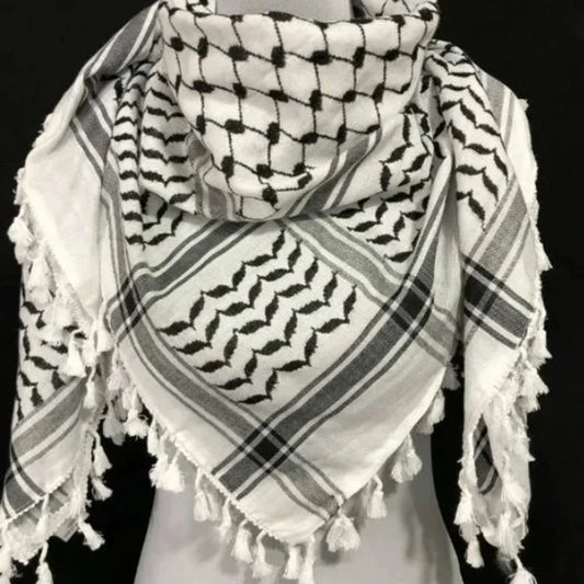 Military Shemagh Tactical Desert Scarf Shemagh Scarf Men Neck Head Wraps for Men Cotton Keffiyeh Arab Wrap with Tassel